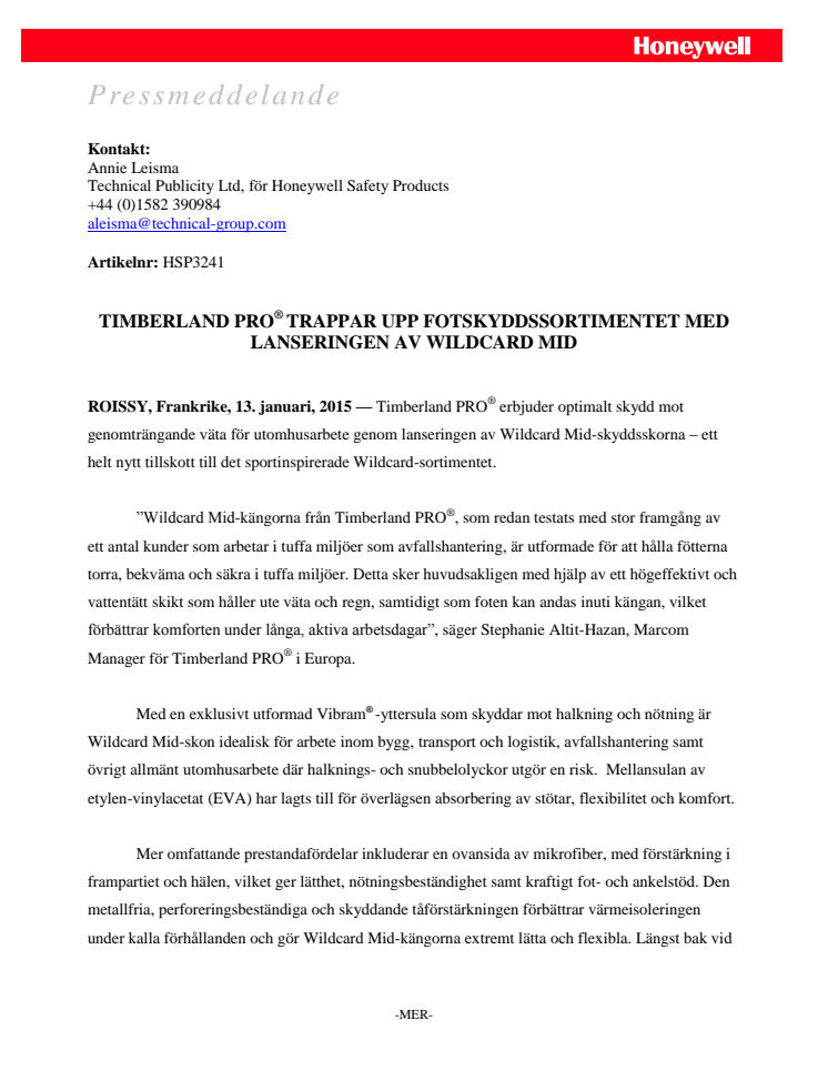 Timberland PRO® trappar upp fotskyddssortimentet med lanseringen av Wildcard Mid 