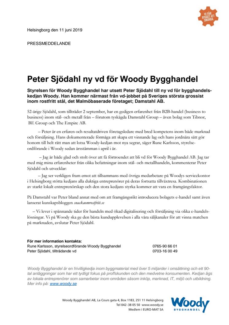 Peter Sjödahl ny vd för Woody-kedjan