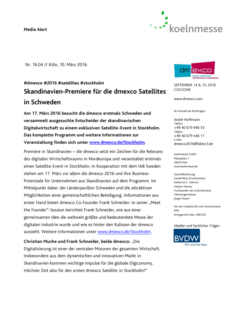 Skandinavien-Premiere für die dmexco Satellites in Schweden