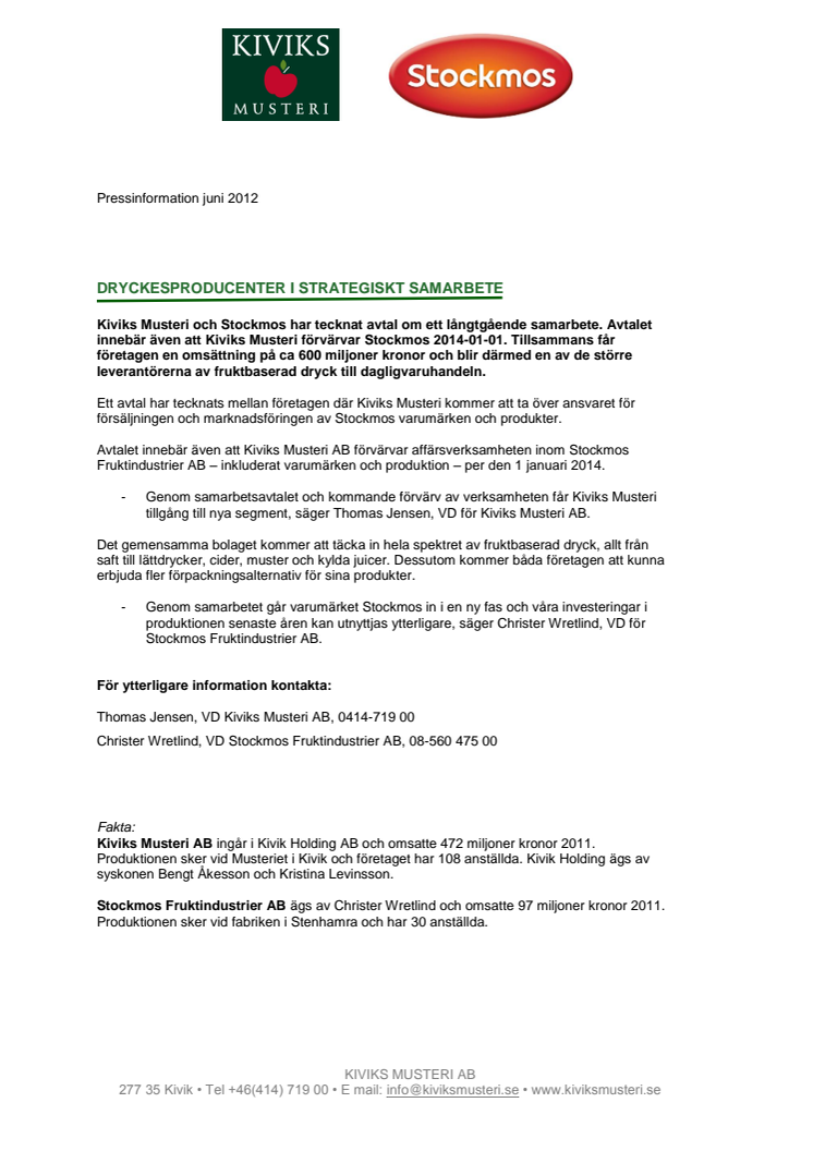 Dryckesproducenter i strategiskt samarbete