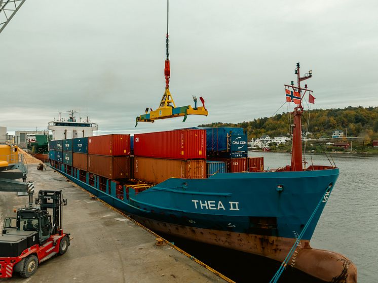 First container delivery port of Arendal 23.10.23