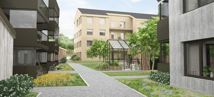 I Nordtag bygger Hökerum Bygg cirka 130 bostadsrätter. På gårdarna planeras växthus och små gårdshus för en trivsam utemiljö. 