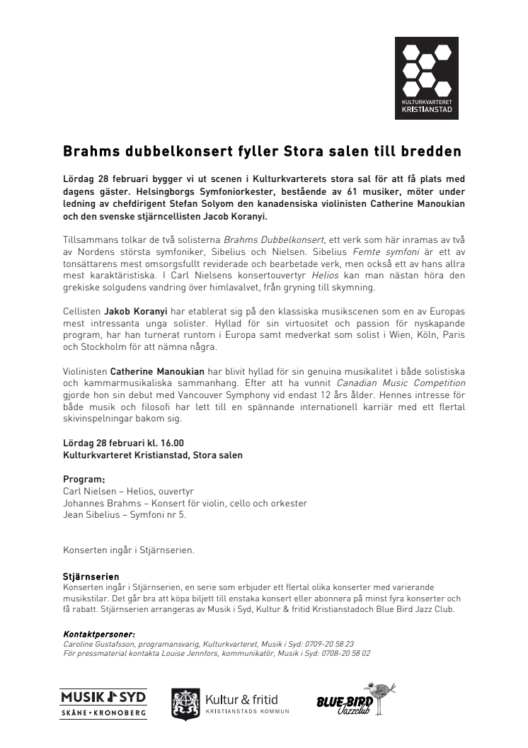 Brahms dubbelkonsert fyller Stora salen till bredden