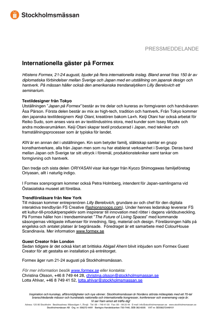 Internationella gäster på Formex