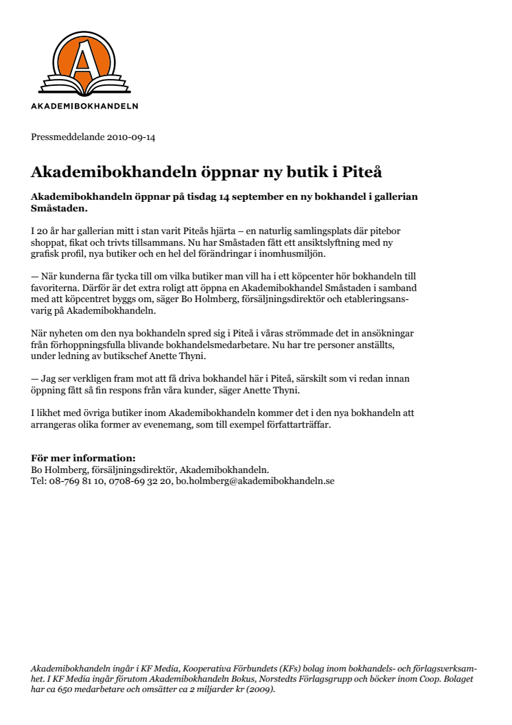 Nu öppnar Akademibokhandeln i Piteå