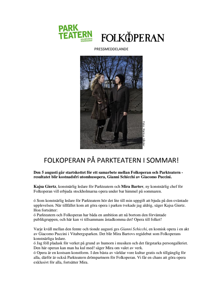 FOLKOPERAN PÅ PARKTEATERN I SOMMAR!