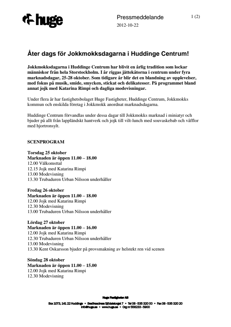 Åter dags för Jokkmokksdagarna i Huddinge Centrum!