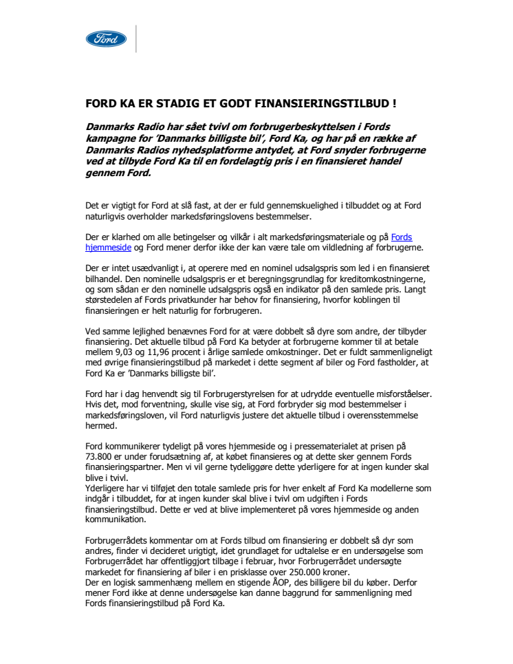 FORD KA ER STADIG ET GODT FINANSIERINGSTILBUD!