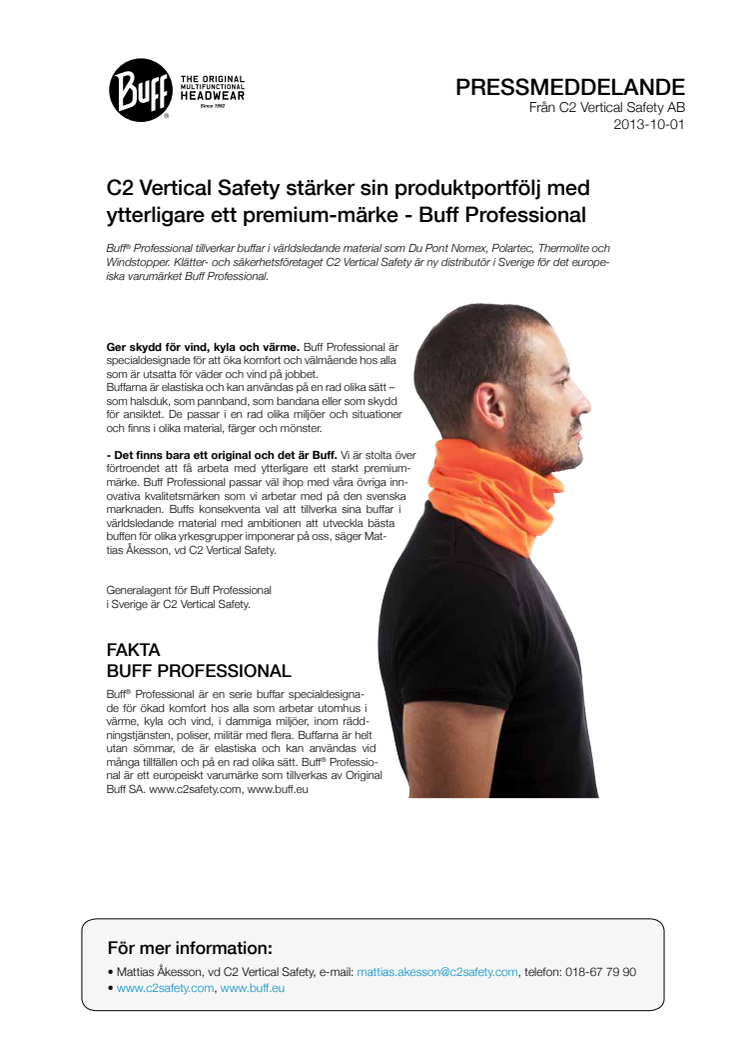 C2 Vertical Safety stärker sin produktportfölj med ytterligare ett premium-märke - Buff Professional