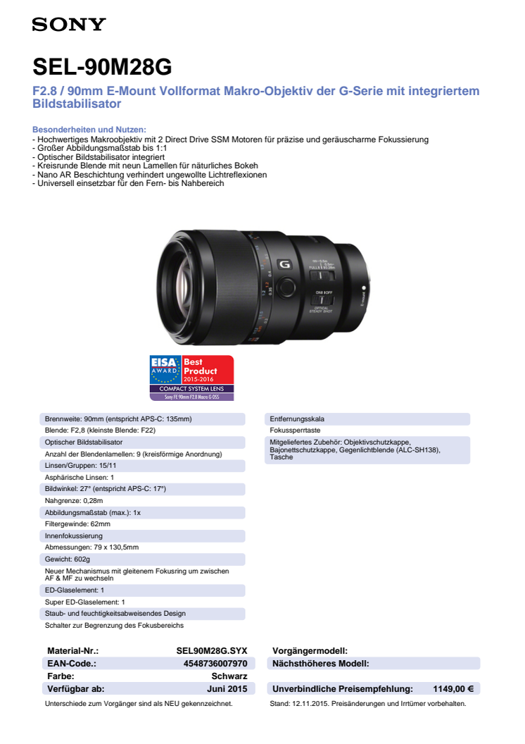 Produktdatenblatt SEL-90M28G von Sony_AT