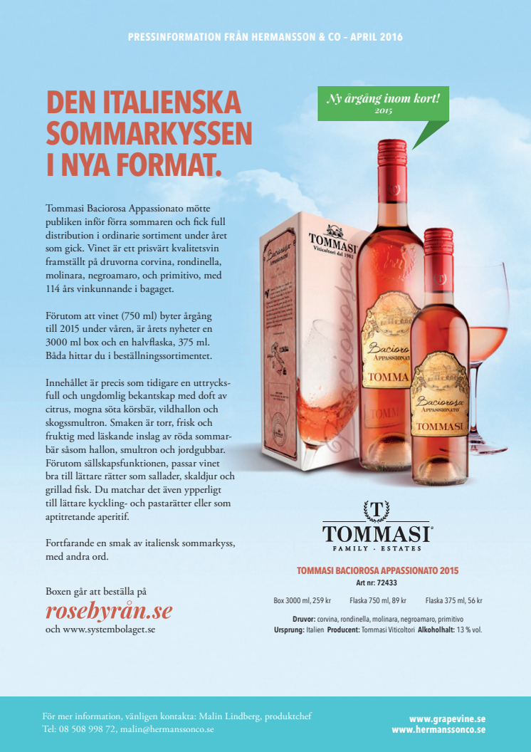 Tommasi Baciorosa Appasssionato - ny årgång och nya format!
