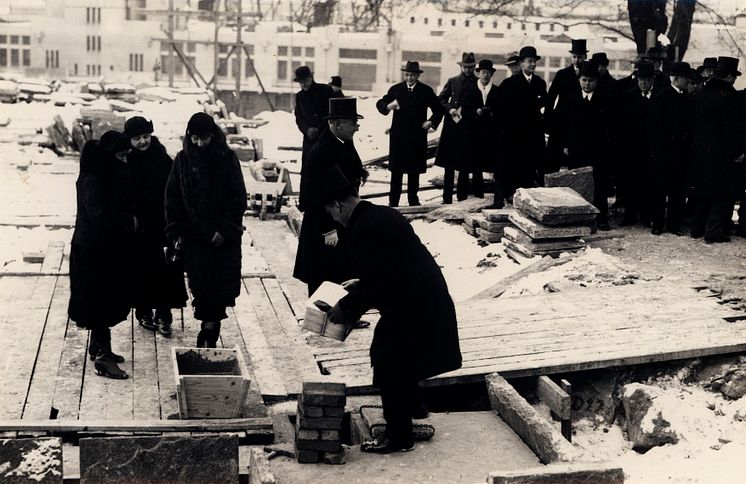 Grundstensläggningen vid Sjöfartsmuseet Akvariet 4 feb 1931