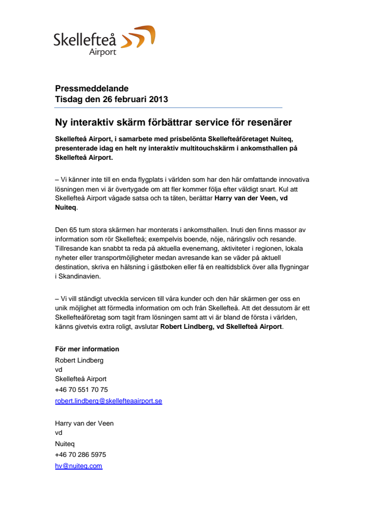 Ny interaktiv skärm förbättrar service för resenärer