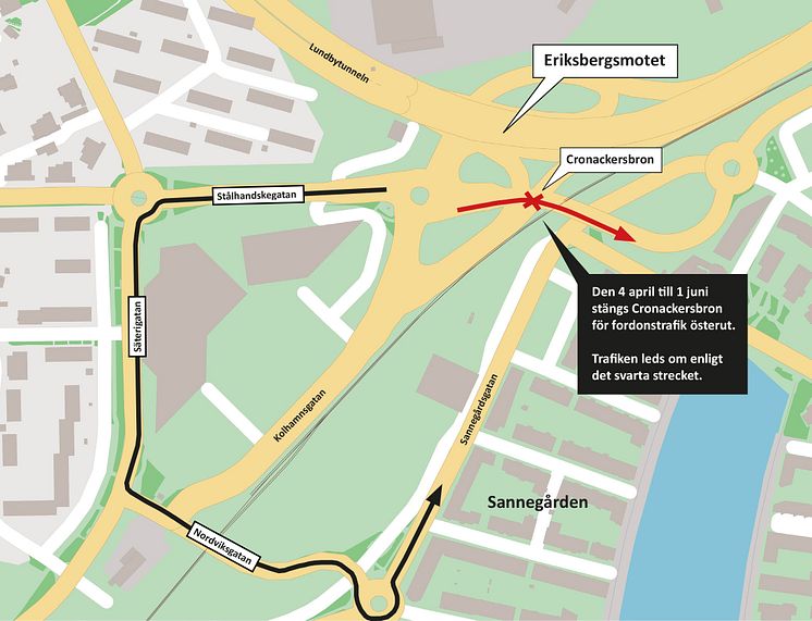 Cronackersbron mot Lindholmen stängs