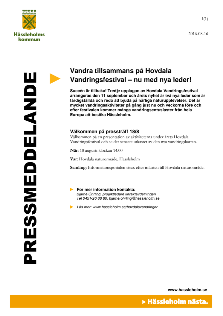 Vandra tillsammans på Hovdala Vandringsfestival – nu med nya leder!