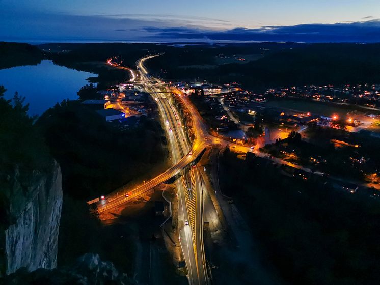 E18 Rugtvedt - Dørdal - Rugtvedt by night