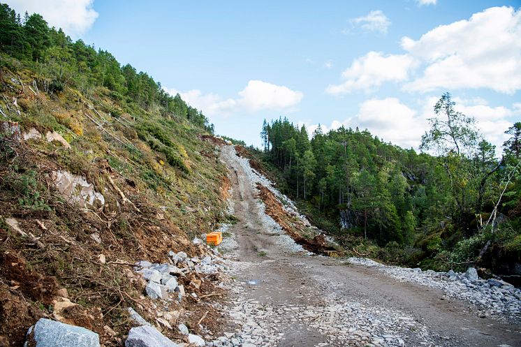 Arbeid emd adkomstvei til Harbaksfjellet vindpark