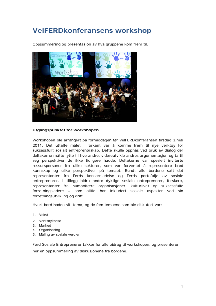 velFERDkonferansens workshop