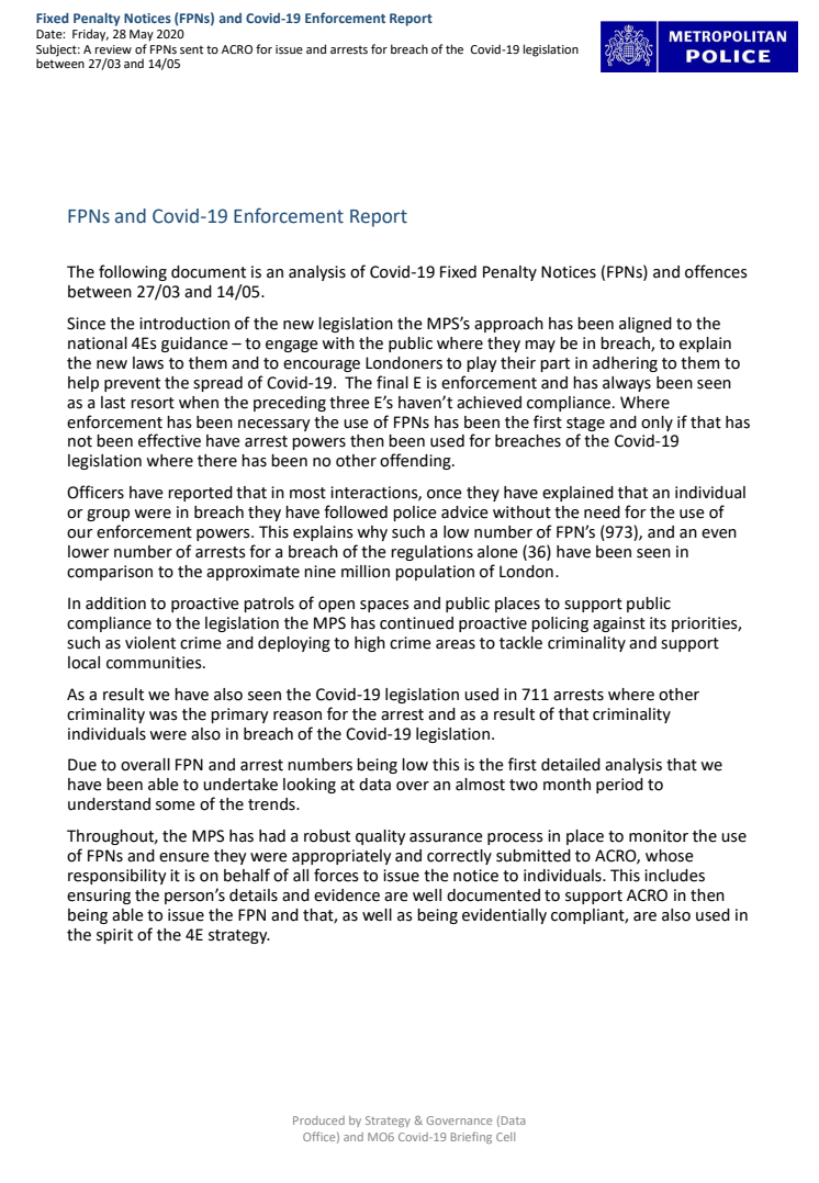 FPN arrest analysis report final