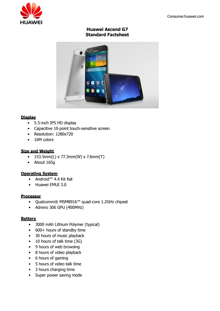 Ascend G7 Fact Sheet