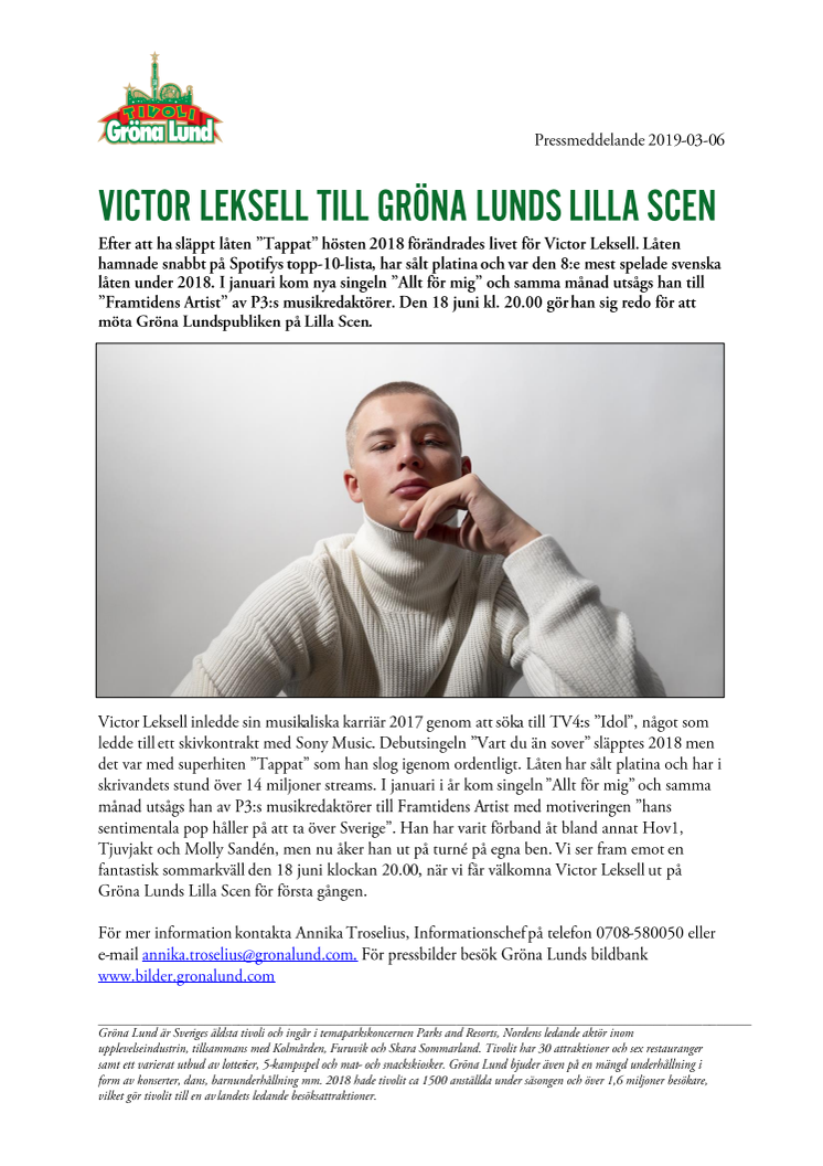 Victor Leksell till Gröna Lunds Lilla Scen
