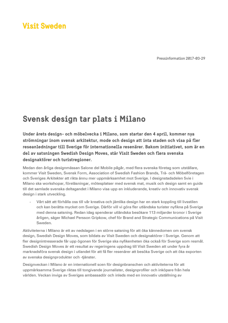 Svensk design tar plats i Milano