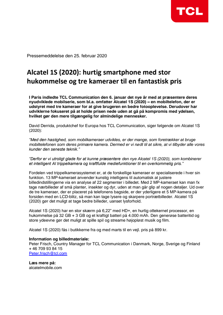 Alcatel 3L (2020): smartphone med 48 MP-kamera til alle lysforhold og til en god pris