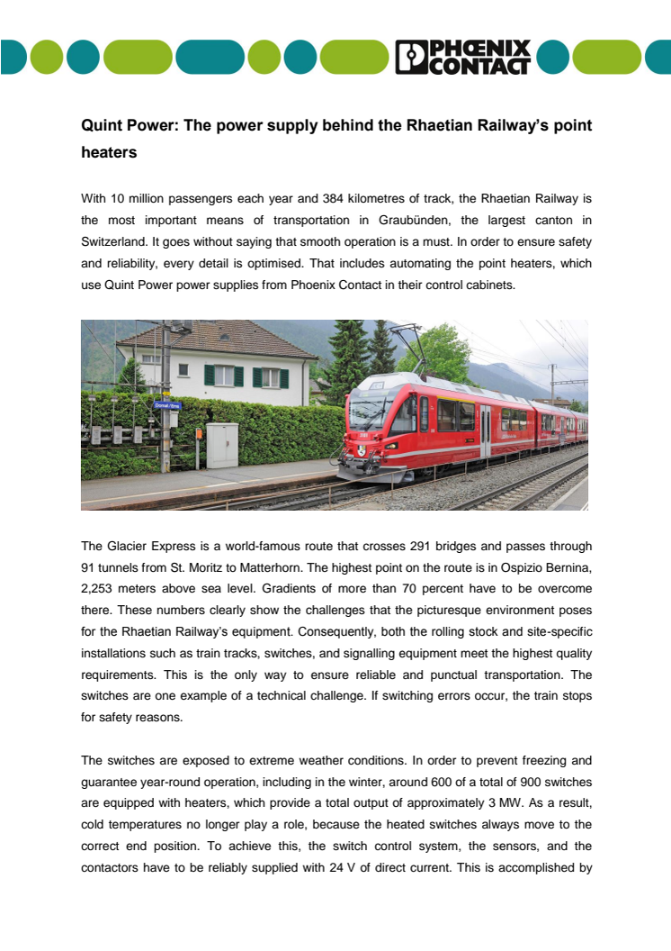 Quint Power: The power supply behind the Rhaetian Railway’s point heaters