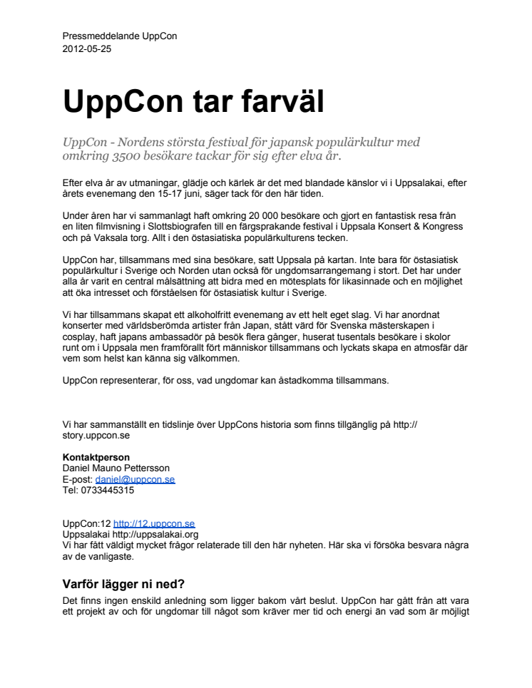 UppCon tar farväl