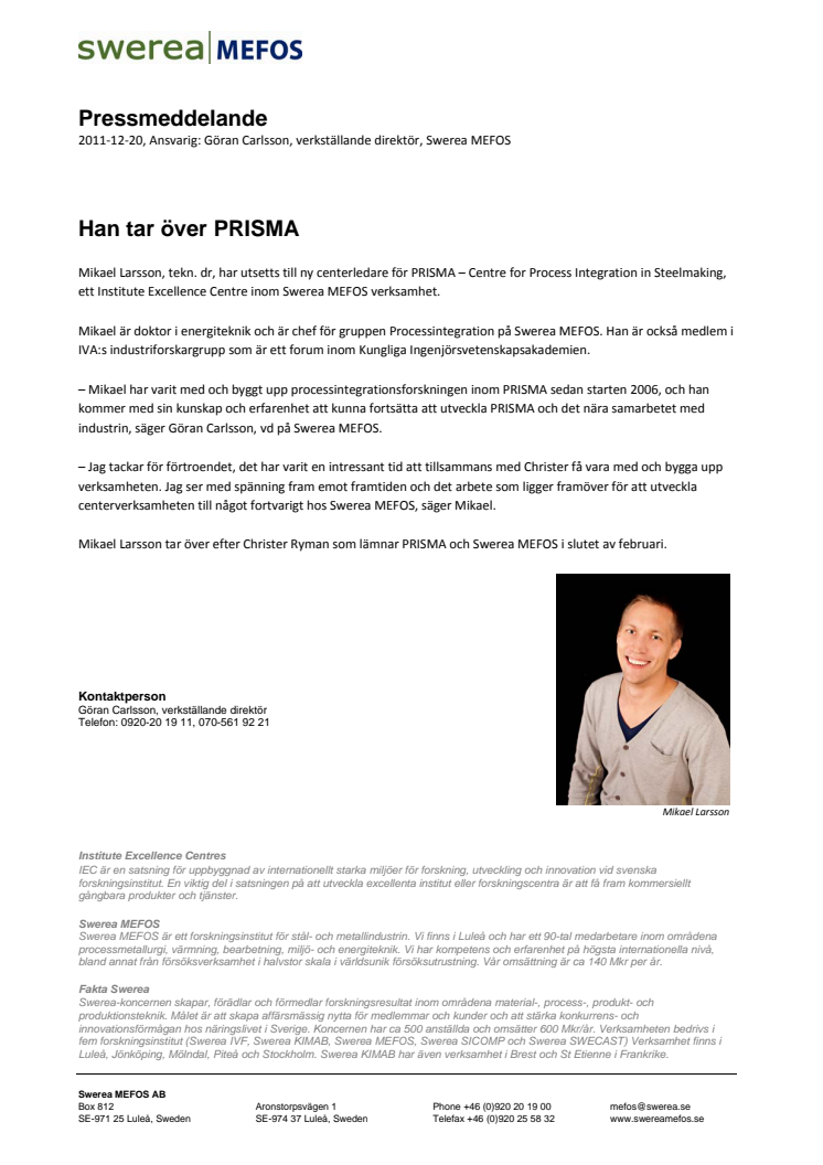Han tar över PRISMA