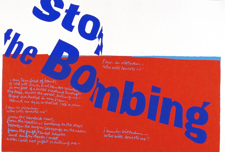 Syster Corita Kent, stop the bombing, 1967, screentryck, 45 x 63 cm 