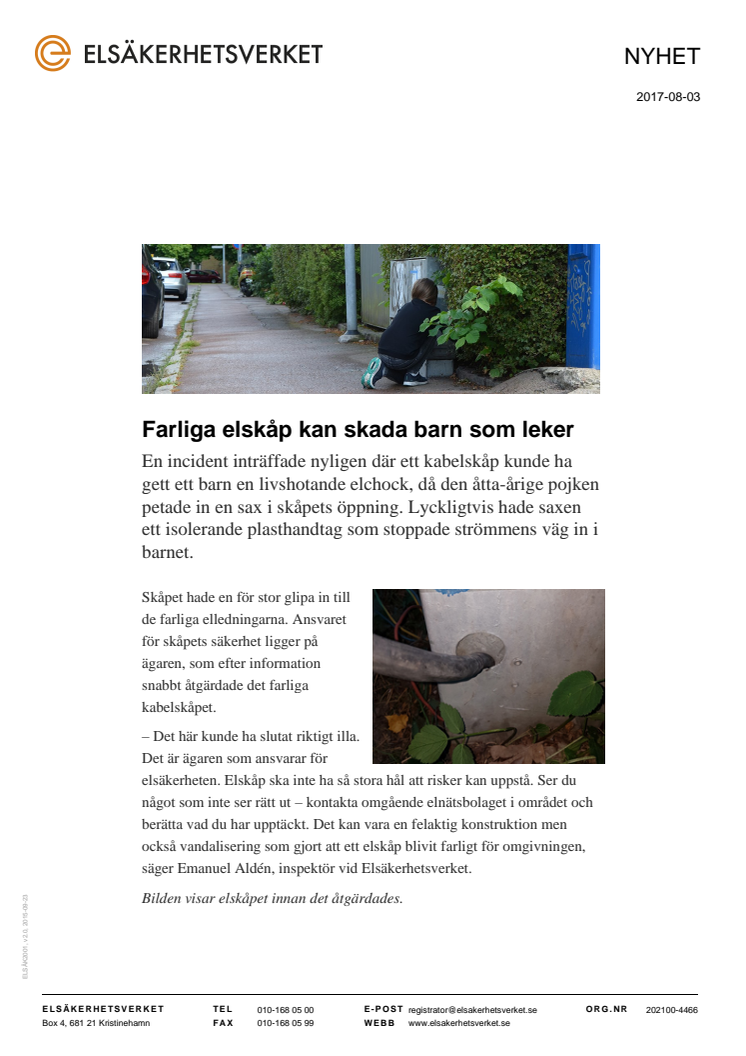 Farliga elskåp kan skada barn som leker