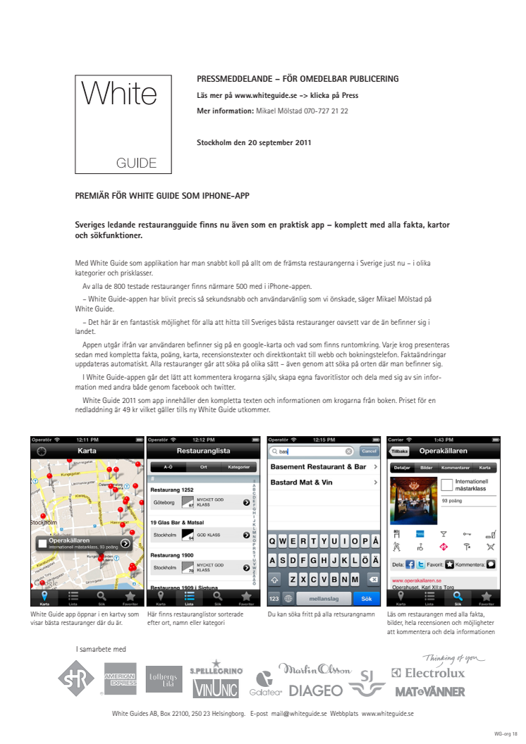 Premiär för White Guide som iPhone-app