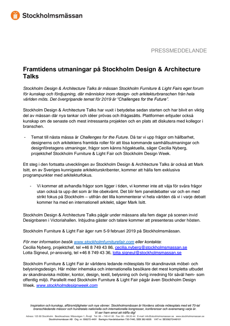 Framtidens utmaningar på Stockholm Design & Architecture Talks