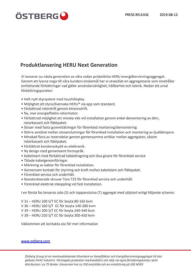 Produktlansering HERU NEXT GENERATION