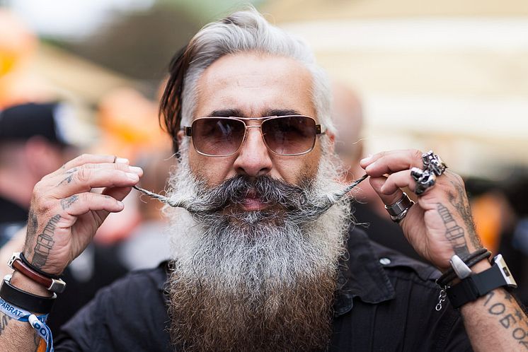 Skäggparad under World Beard Day i Stockholm
