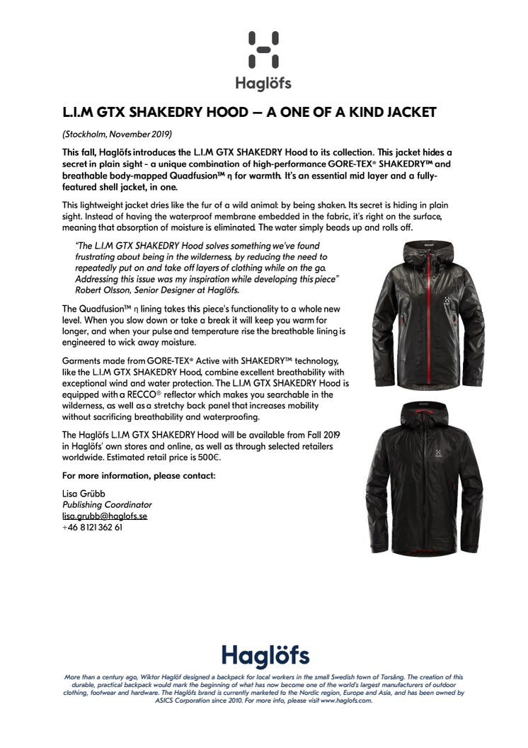 L.I.M GTX SHAKEDRY HOOD – A ONE OF A KIND JACKET