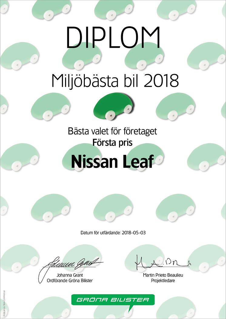 GB MBB2018 Diplom Företag 1 Nissan Leaf