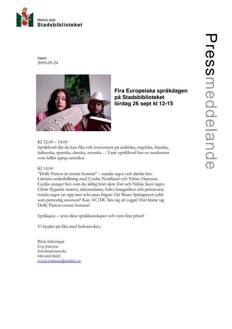 Fira Europeiska språkdagen på Stadsbiblioteket i Malmö