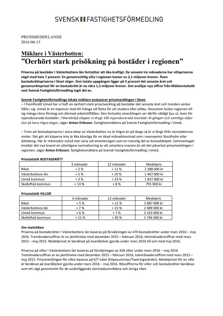 Mäklare i Västerbotten: ”Oerhört stark prisökning på bostäder i regionen”