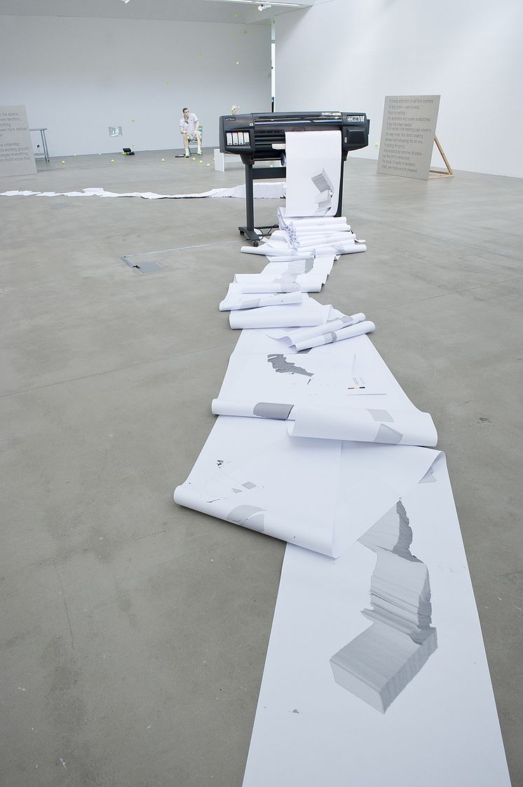 Joanna Hutton: sculpture; paper, HP Designjet printer, laptop