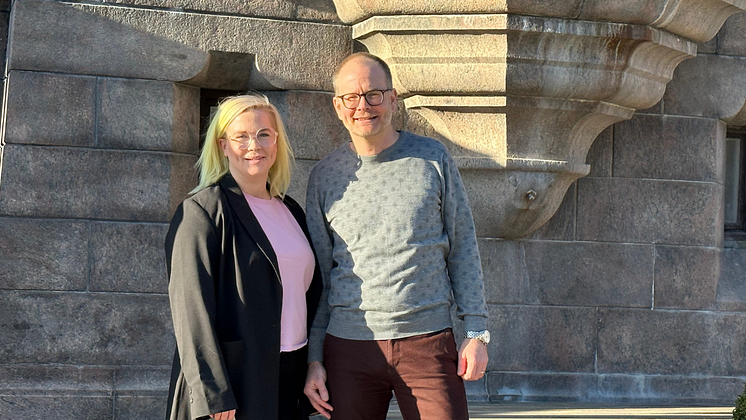 Sofia Kamlund och Johan Ingvarson, nyvalda som vice ordförande och ordförande för MP Skåne