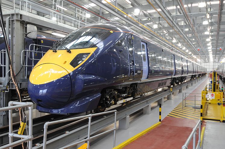 Hitachi Class 395 train in Hitachi's Ashford Train Maintenance Centre