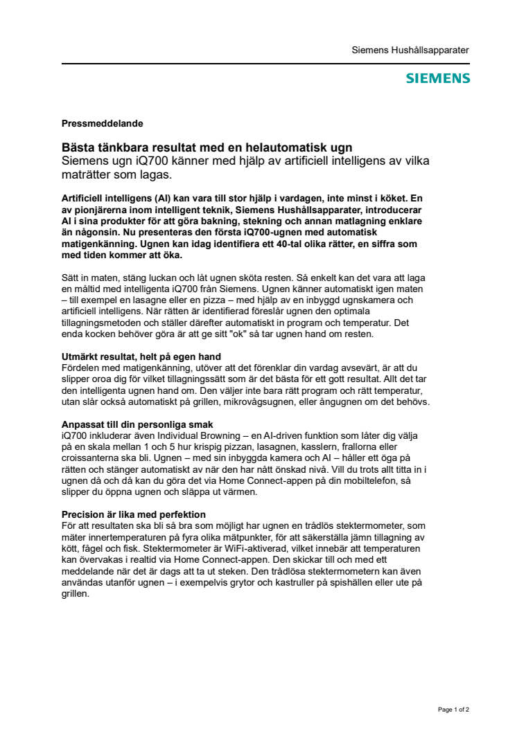 Pressmeddelande Siemens iQ700-ugn med automatisk matigenkänning_SE.pdf