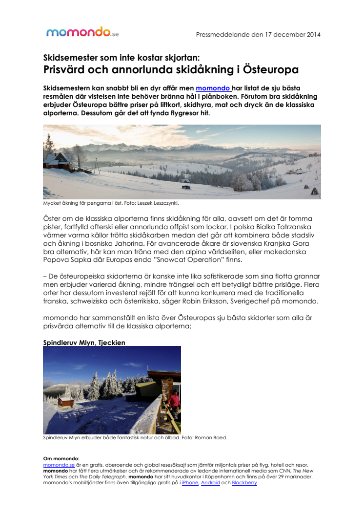 Prisvärd och annorlunda skidåkning i Östeuropa