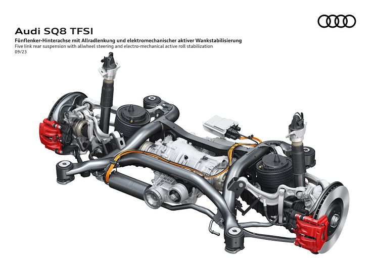 Audi SQ8 suspension med bl.a. firehjulsstyring