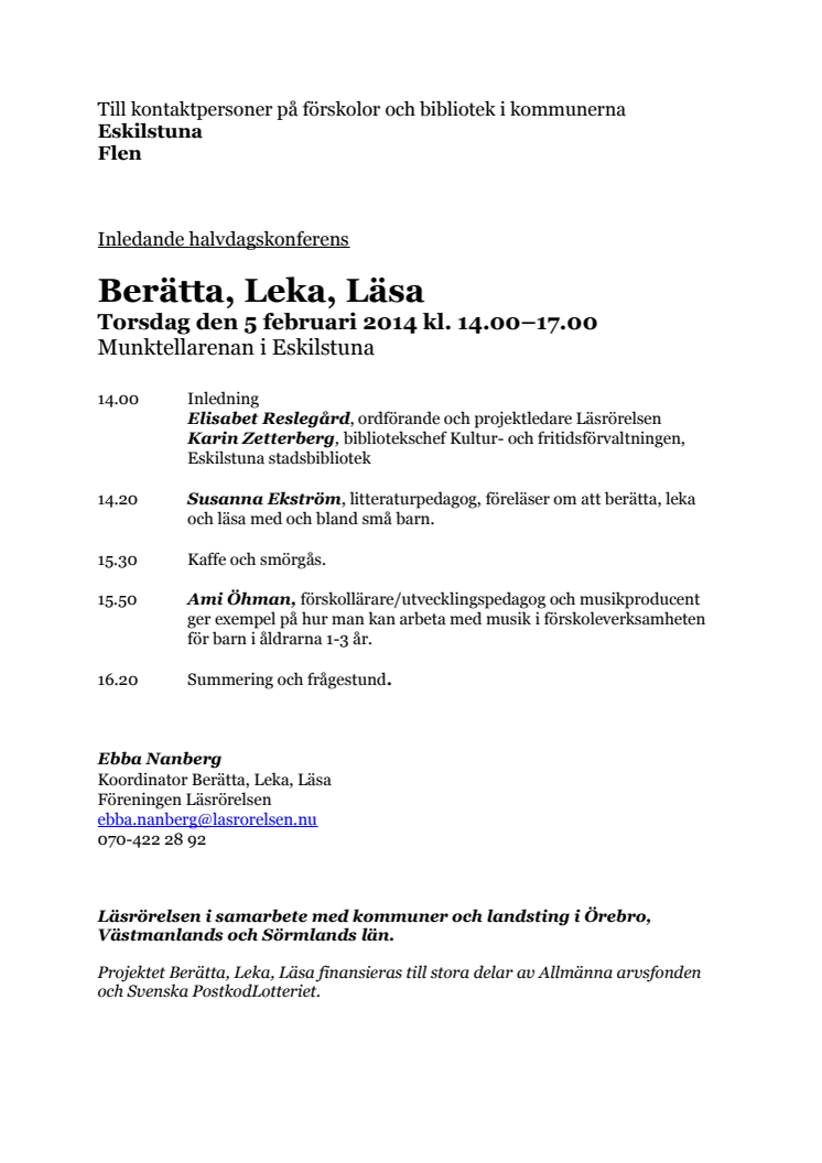 Program konferens i Eskilstuna