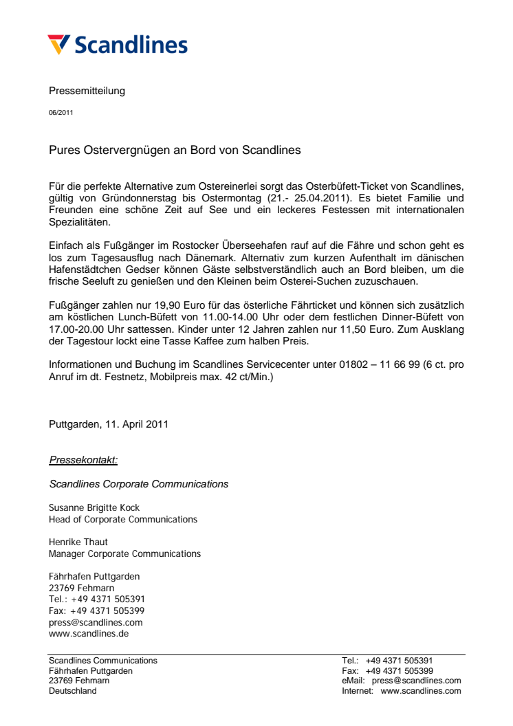Pures Ostervergnügen an Bord von Scandlines