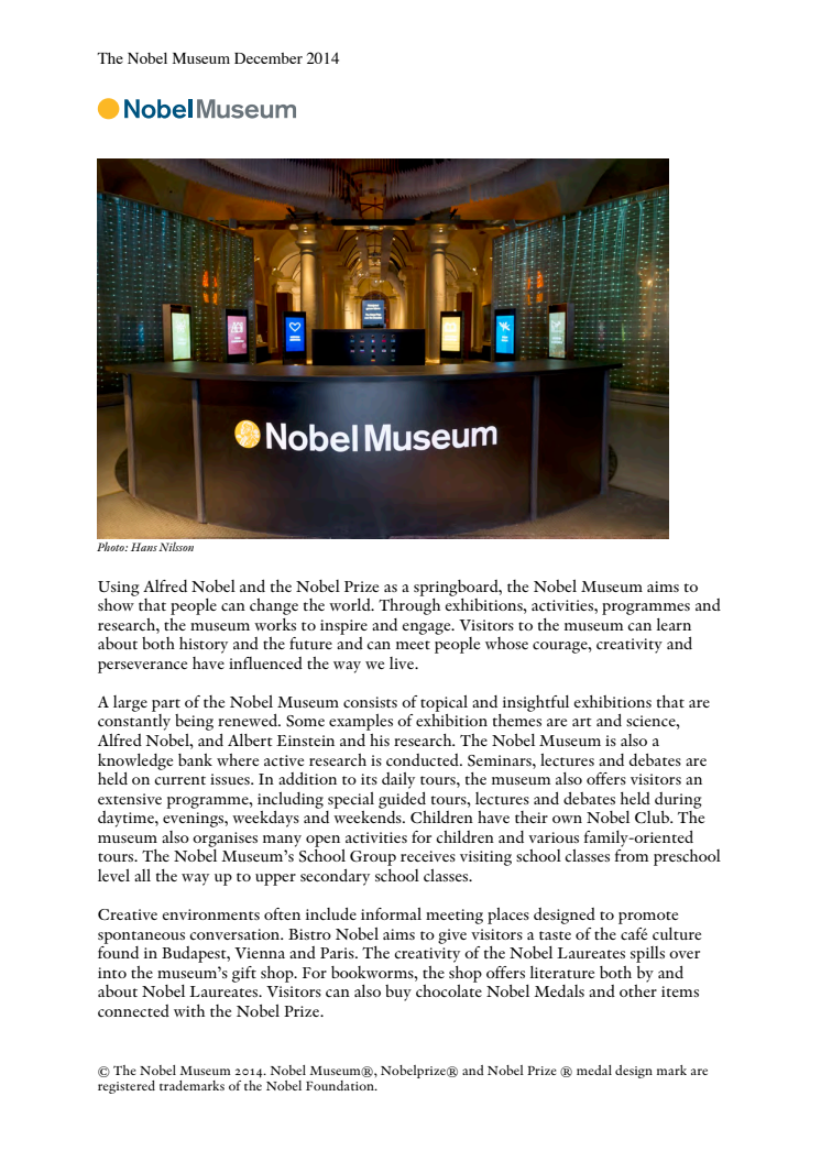 The Nobel Museum December 2014
