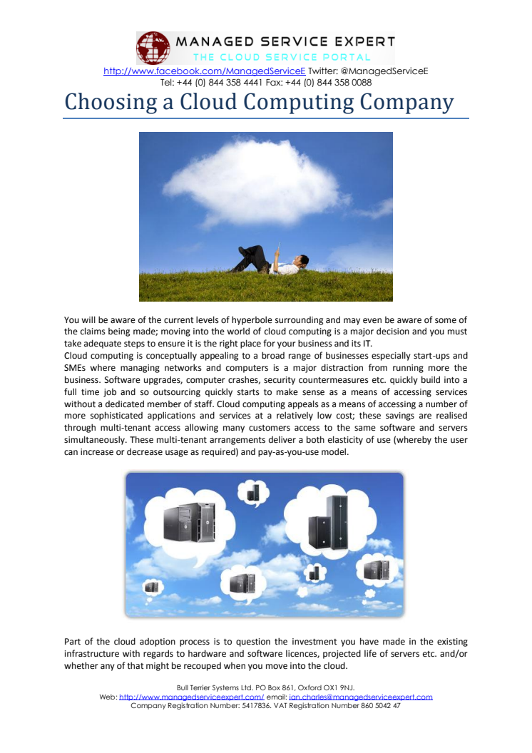 Choosing a Cloud Computing Company